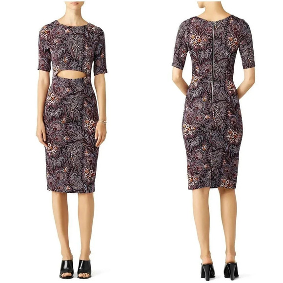 Suno Purple Paisley Wine Cut Out Midi Dress $595 - Picture 1 of 9